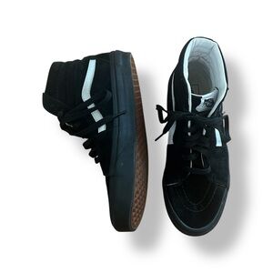 Vans Black High-Top Skate Shoes with White Stripe